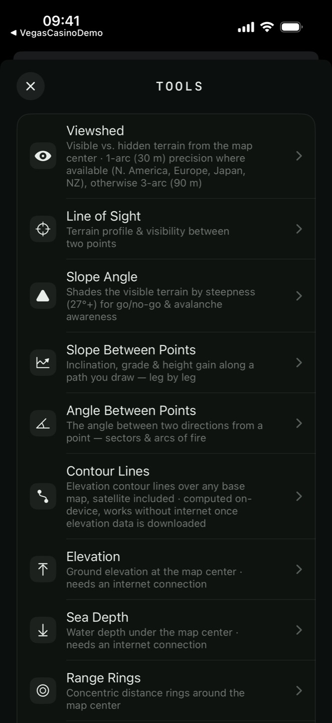 The Tools sheet listing every tool with its one-line description